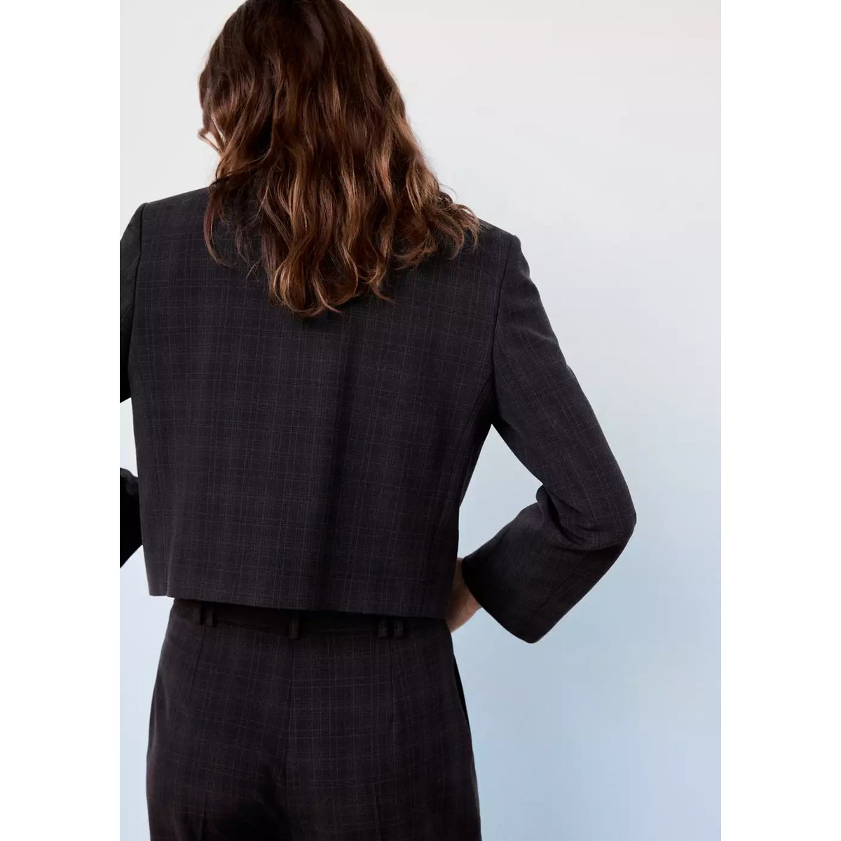 Blazer de costume à carreaux marron, MANGO