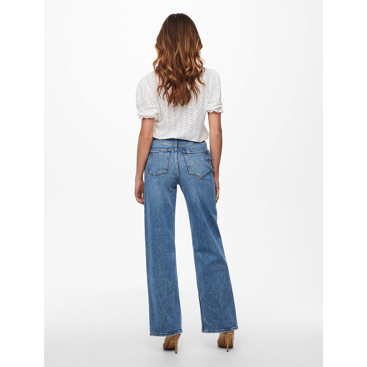 Jean large, taille haute medium blue, ONLY