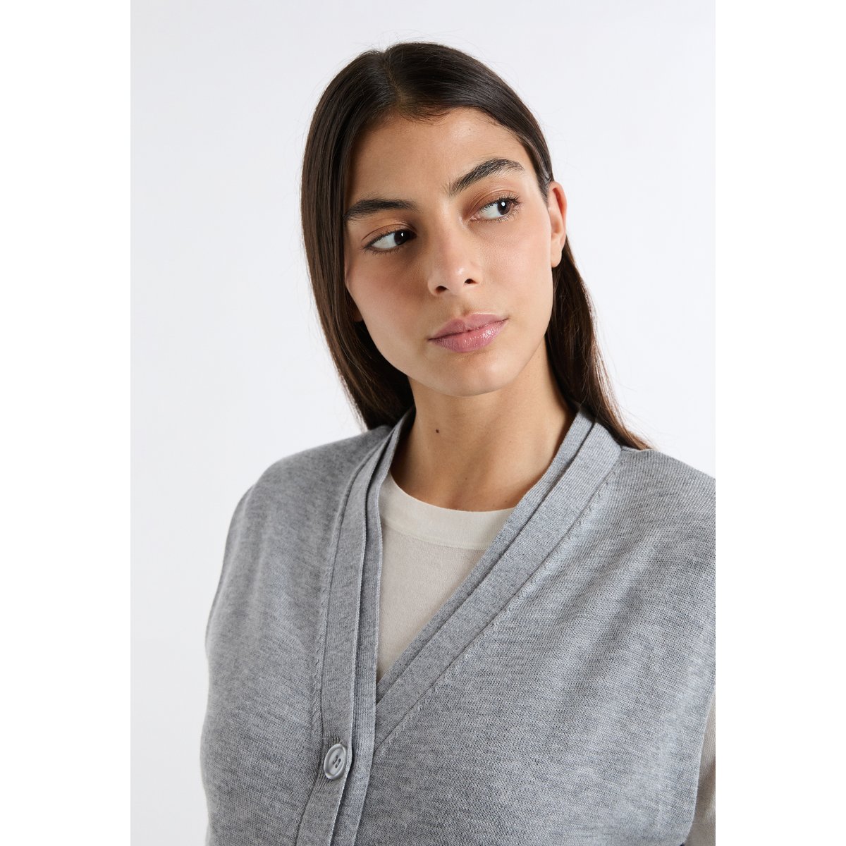 Gilet sans manches boutonné PAOLA gris, ETAM