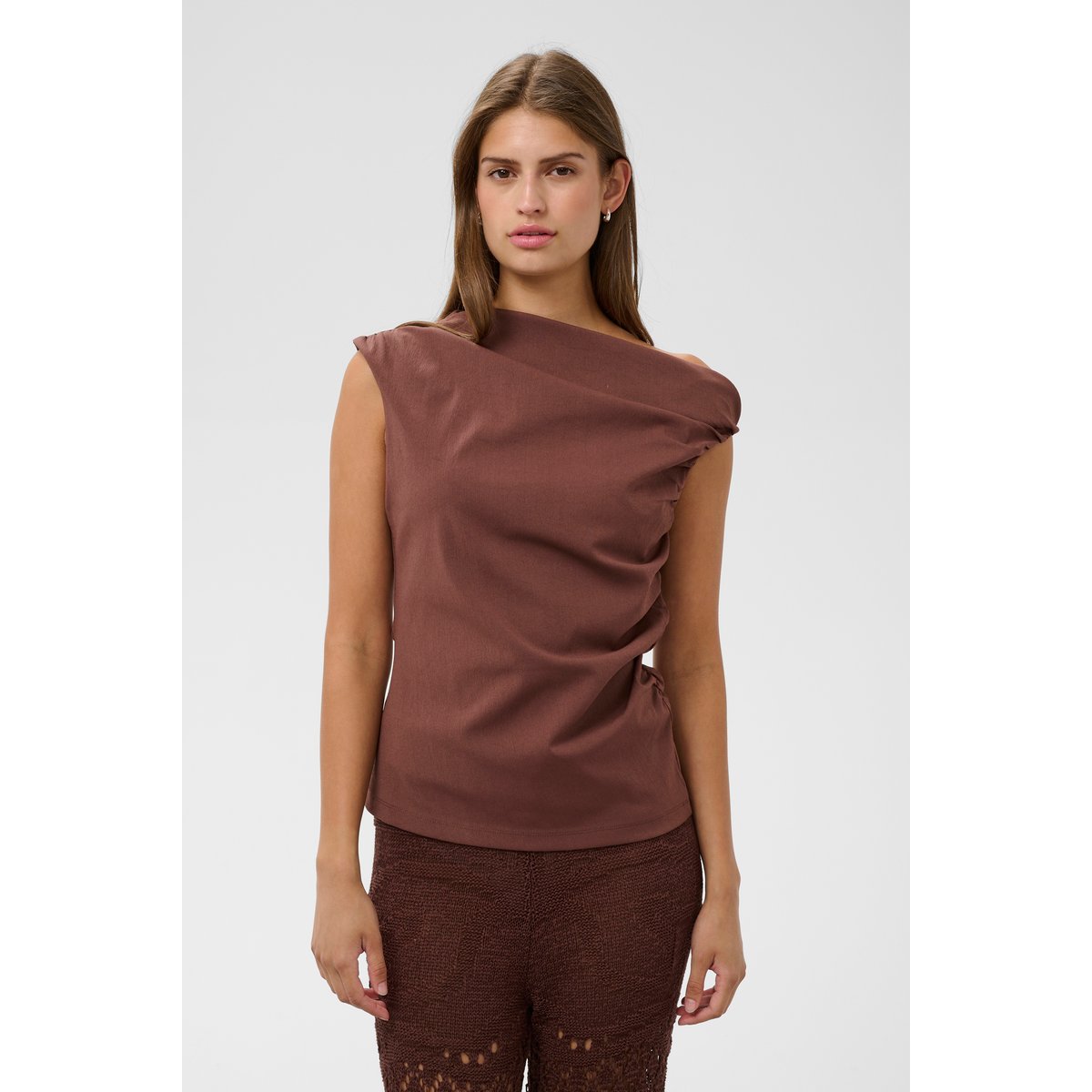Jersey sans-manches marron brown stone, SOAKED IN LUXURY