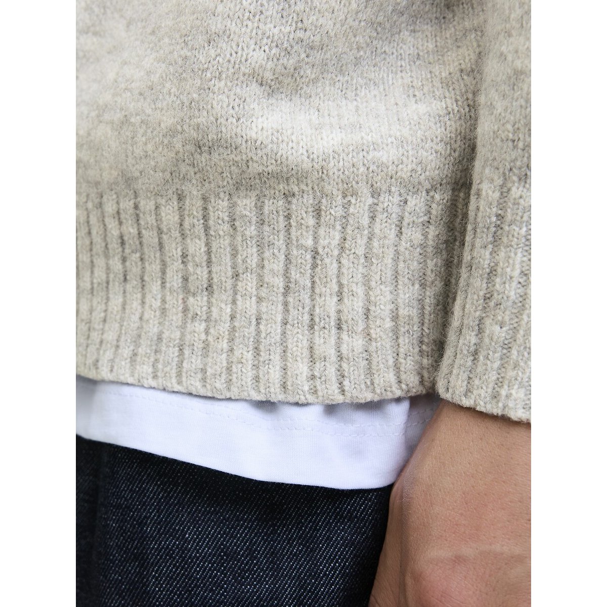 Pull col polo ouvert gris, JACK & JONES