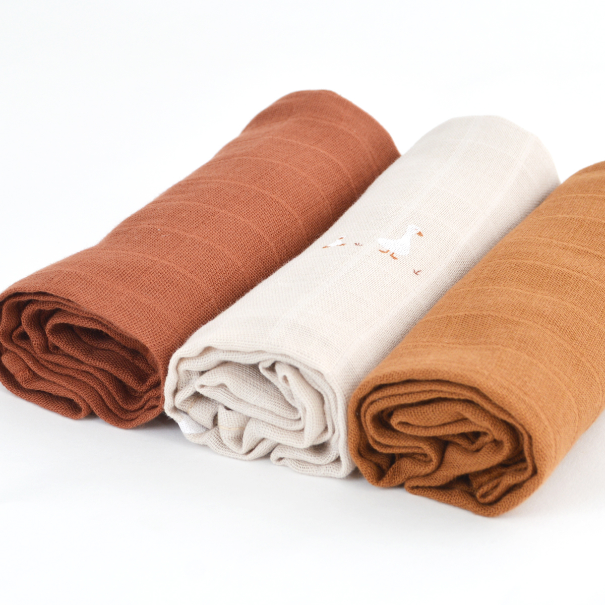 Lot de 3 langes coton bio NILS sable, LITTLE CREVETTE
