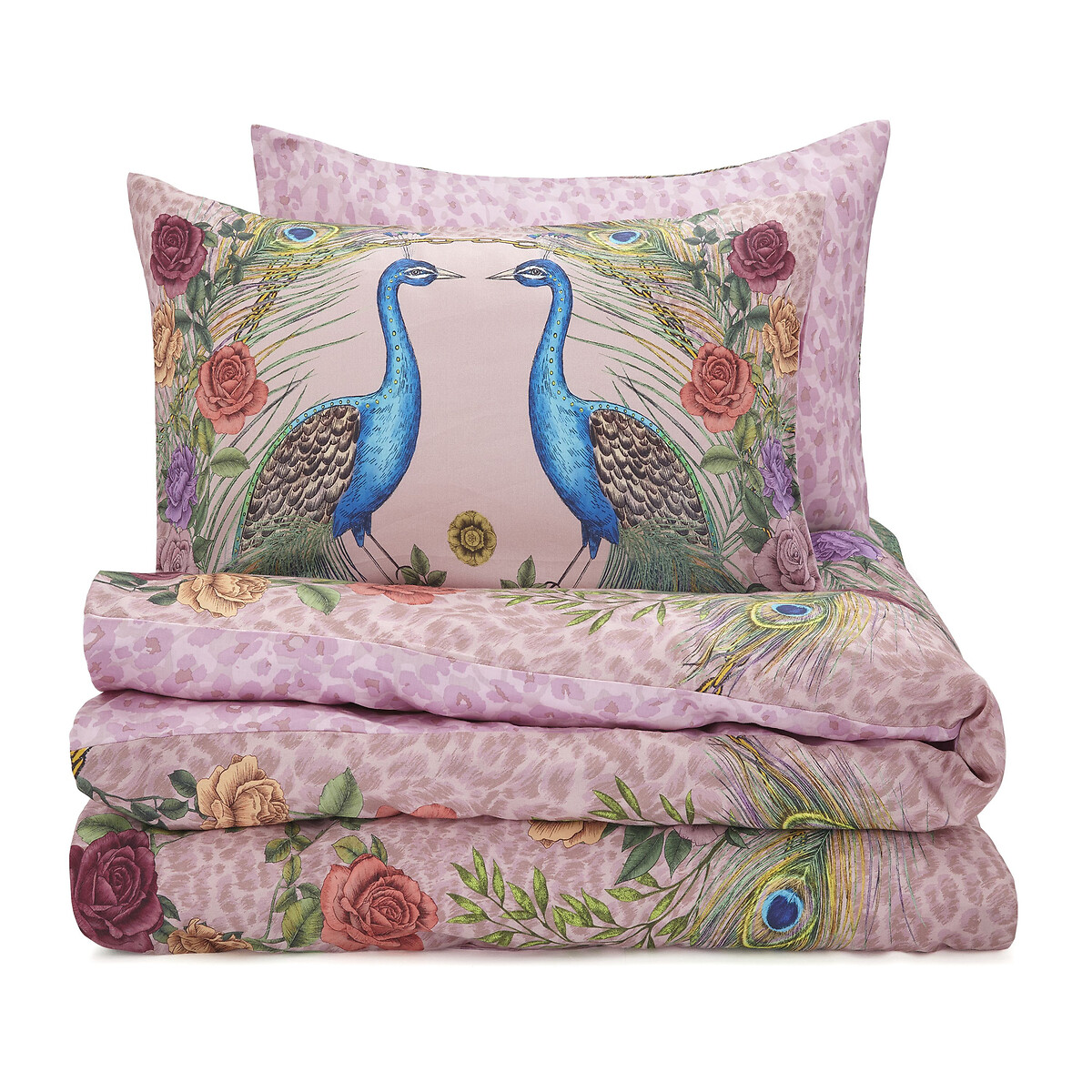 Xanadu Peacock 100% Cotton Duvet Cover and Pillowcase Set pink, MATTHEW WILLIAMSON