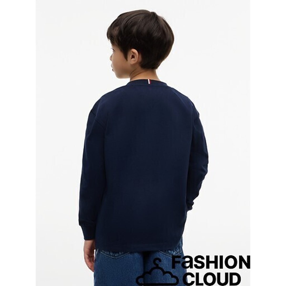 Felpa a maniche lunghe, con stampa sulla manica, in felpa blu marino, TOMMY HILFIGER