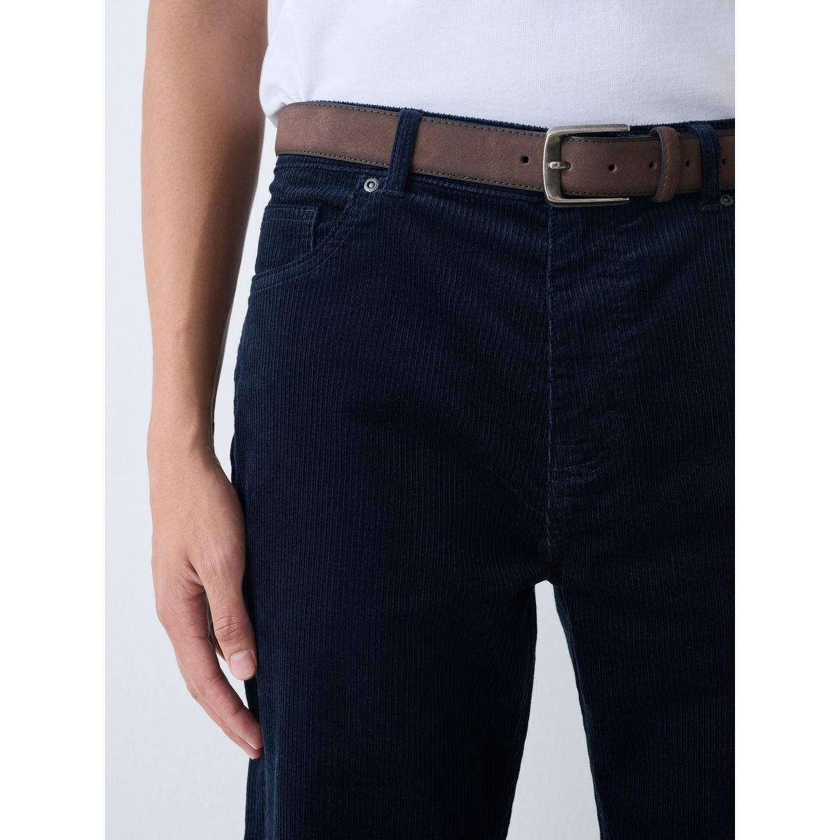 Pantalon en velours côtelé à ceinture bleu marine, NEXT