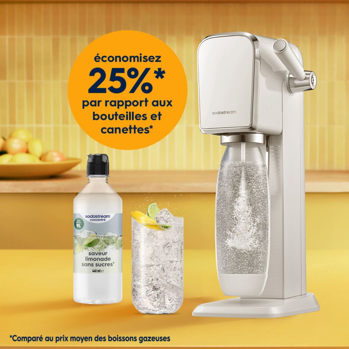 Concentré LIMONADE SANS SUCRES 440ml couleur unique, SODASTREAM