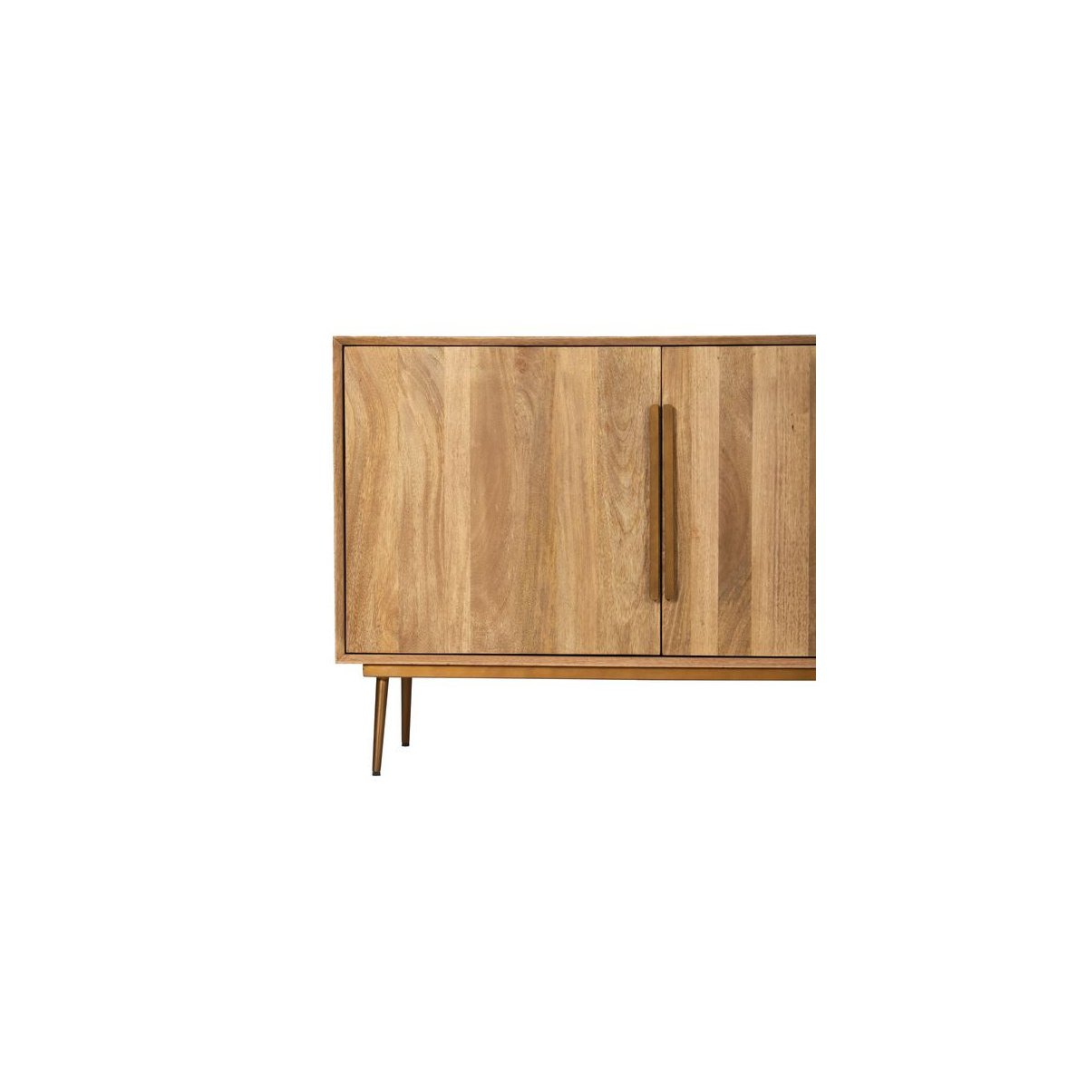 Buffet bas en bois massif 2 portes 3 tiroirs 180 cm, BRUGES marron clair, BOBOCHIC