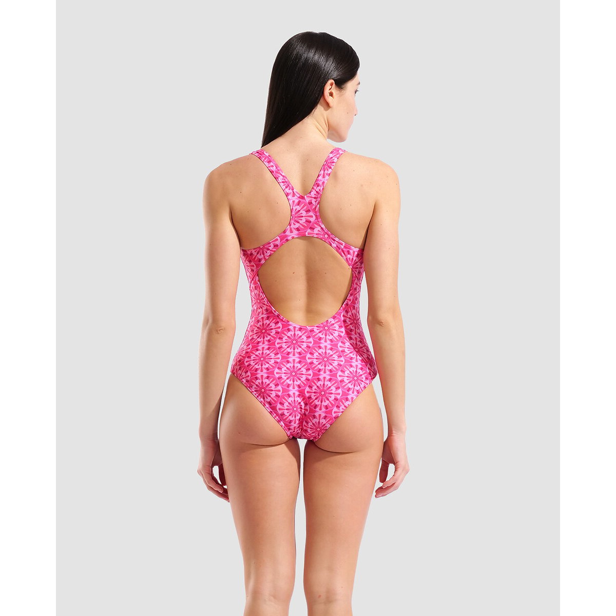 Maillot de bain FLORAL dos swim pro imprimé rose, ARENA