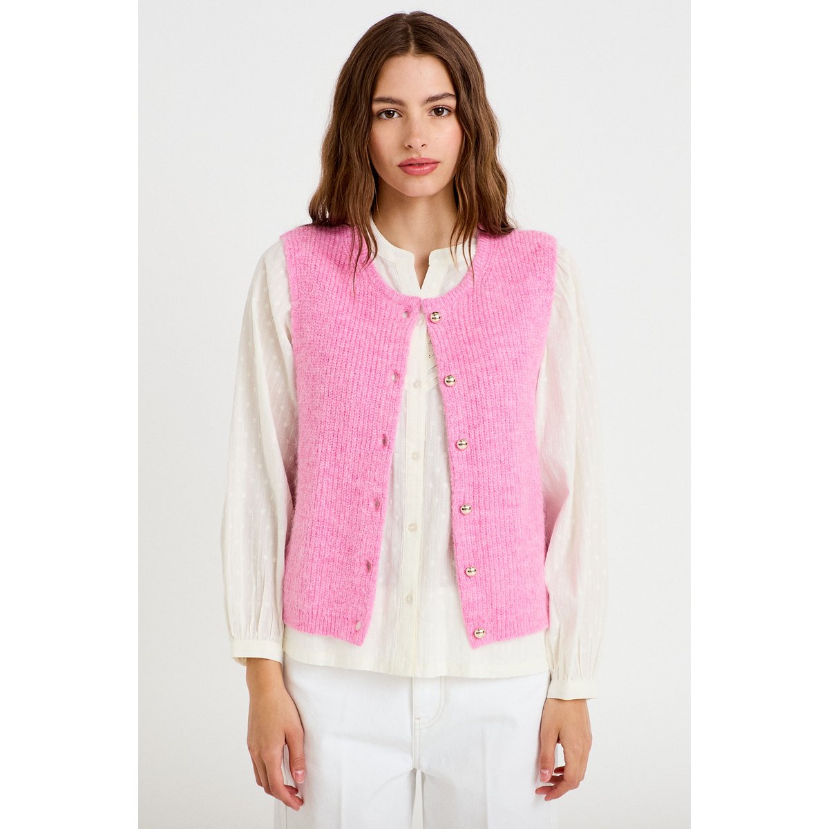 Gilet sans manches rose fushia, CACHE CACHE