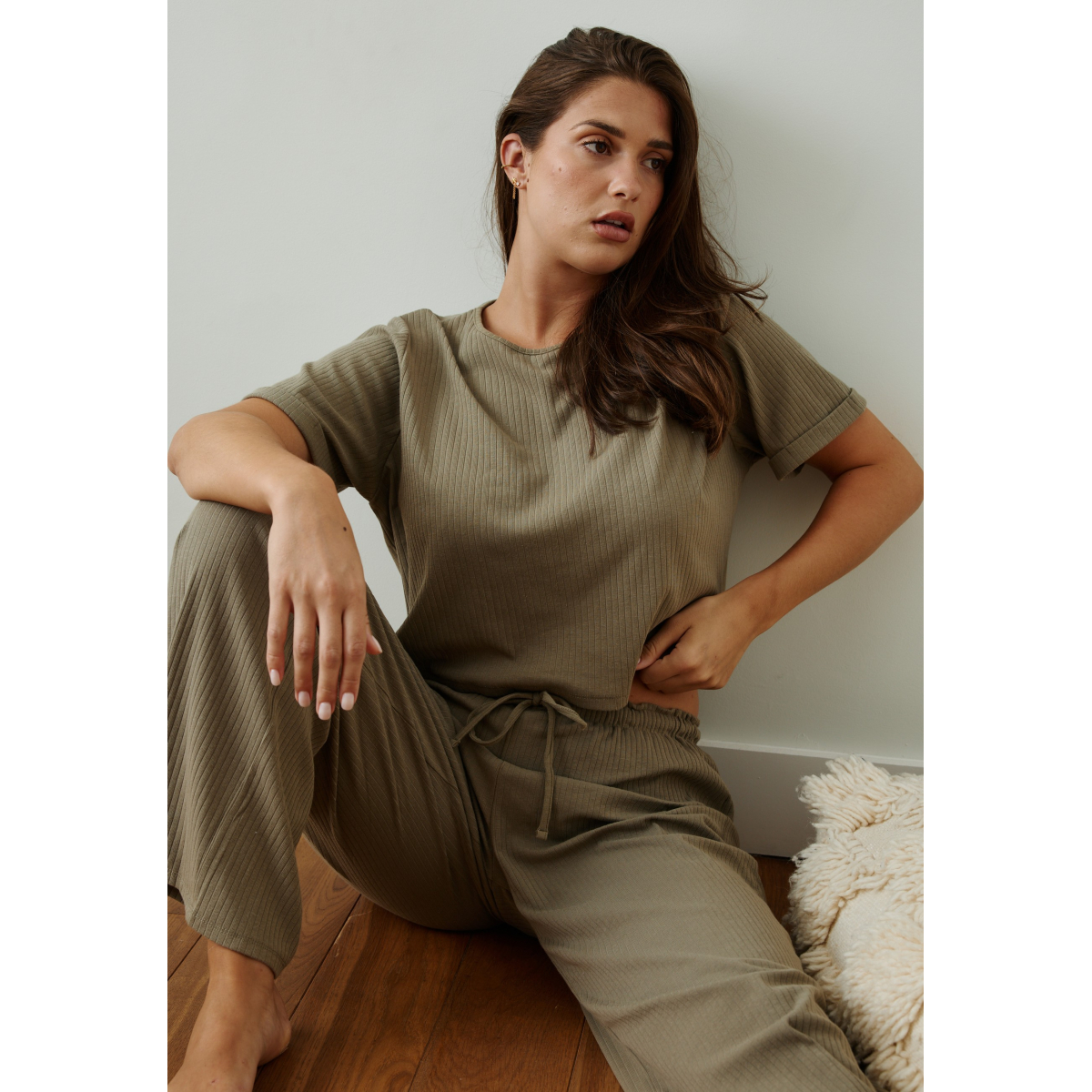 Pantalon côtelé Elsa vert, VARIANCE