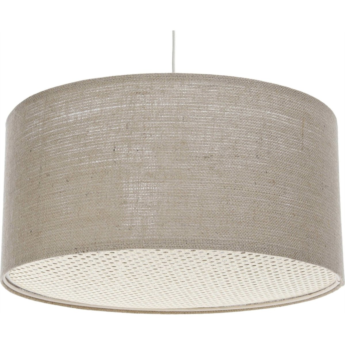 Suspension en lin rond Boho Elegant beige chanvre naturel avec rotin brun, BPS KONCEPT