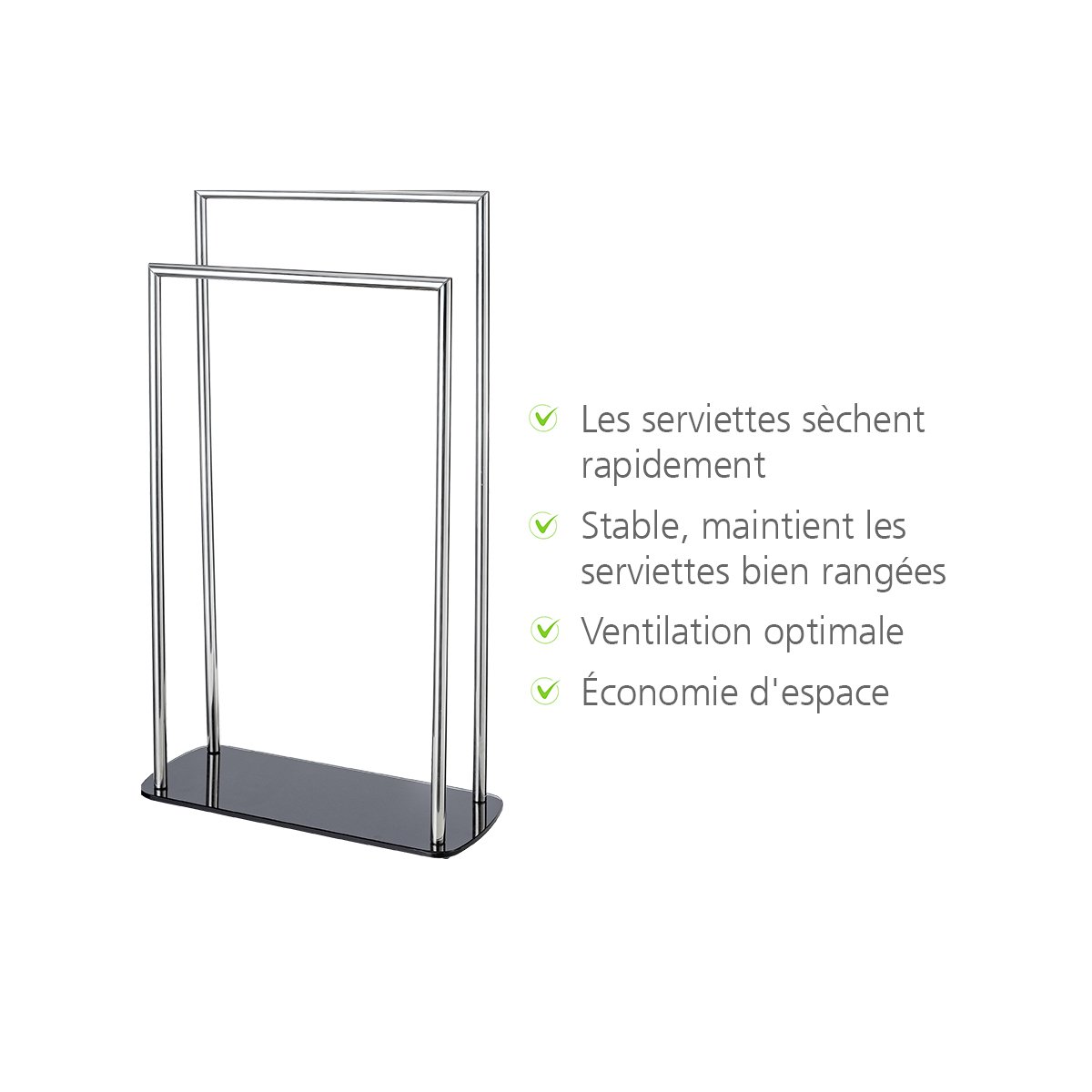 Porte serviettes sur pied 2 barres RAVINA argent brillant, WENKO