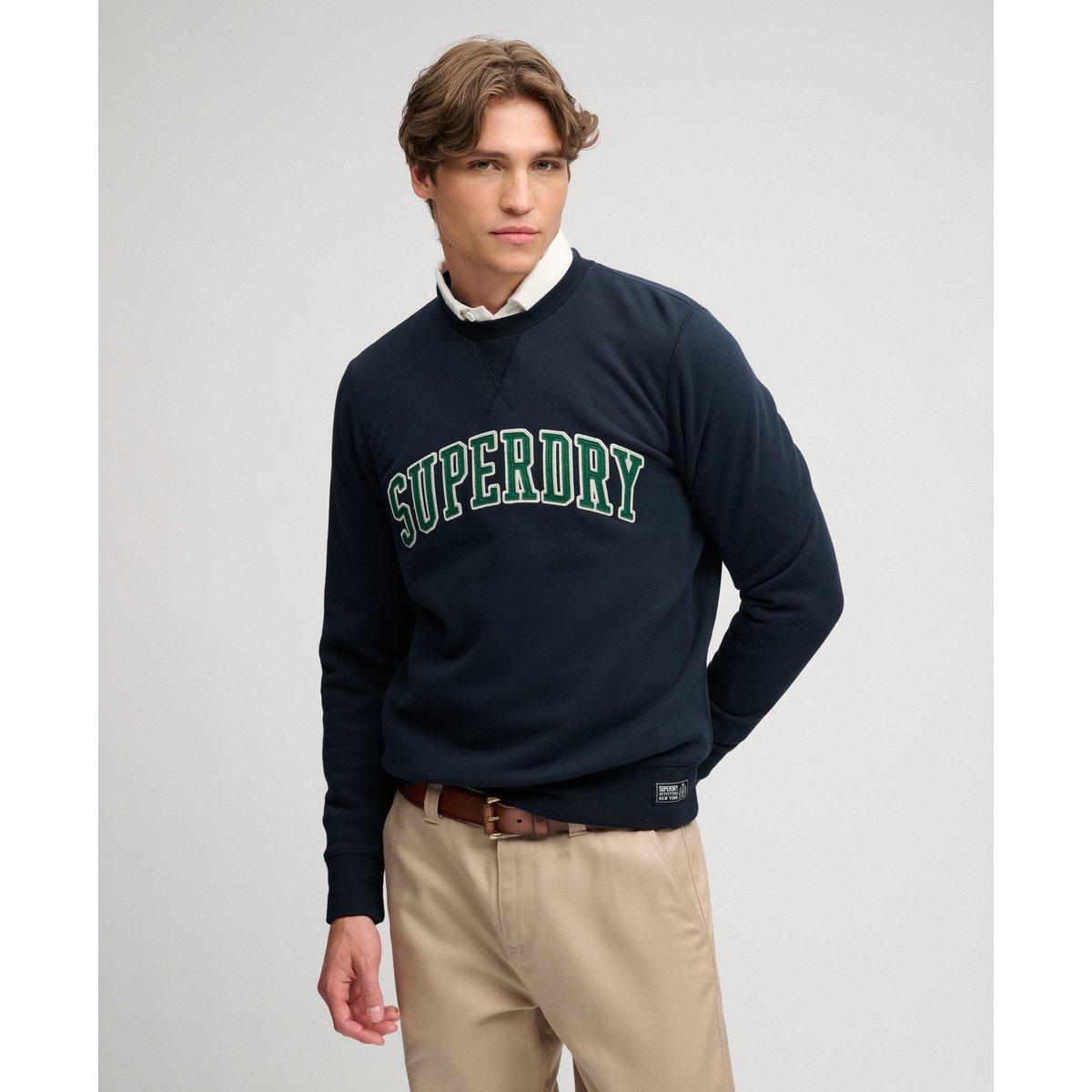 Sweat Athletic Applique Coupe Décontractée bleu marine éclipse, SUPERDRY