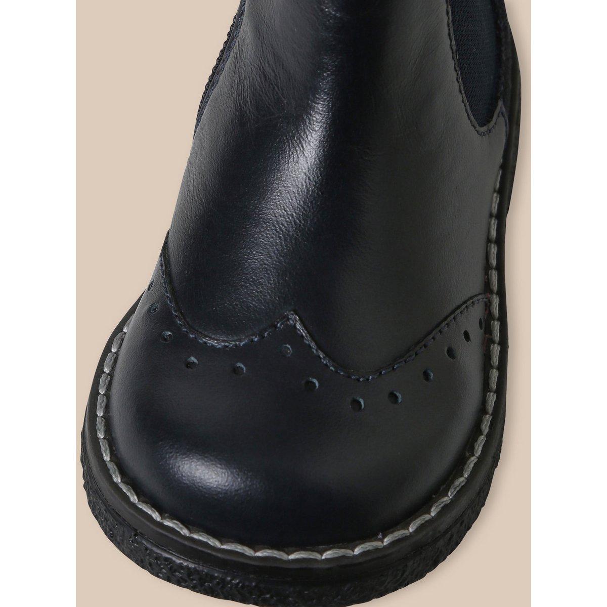 Boots Chelsea en cuir marine, CYRILLUS