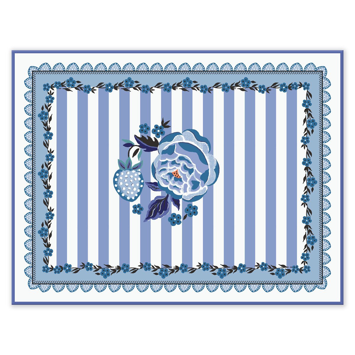Set of 2 Strawberry Garden Placemats blue, CATH KIDSTON