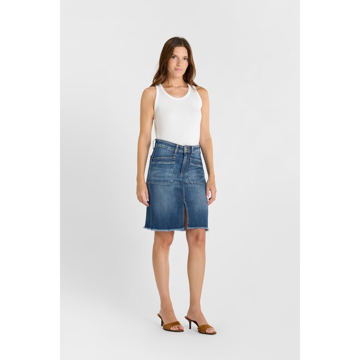 Jupe droite en jeans SIVIA blue, LE TEMPS DES CERISES
