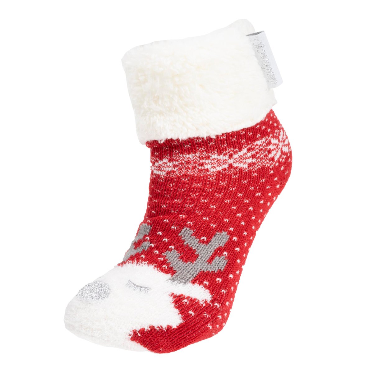 Chaussettes anti-dérapantes maille noël - picots antidérapants rouge, ISOTONER