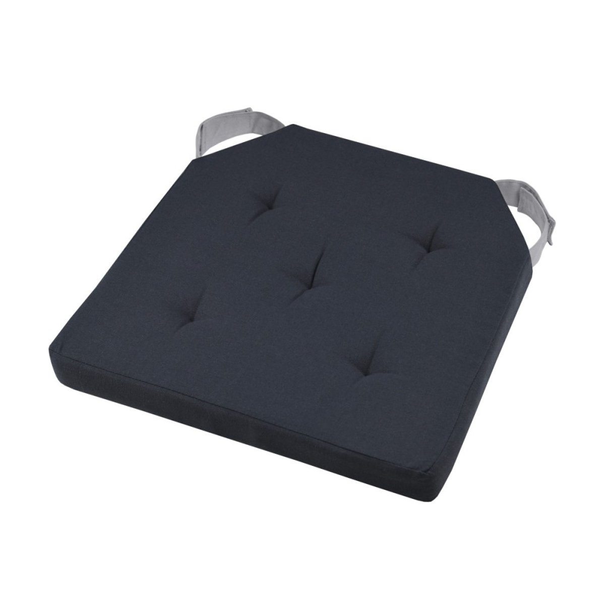Lot de 4 galettes de chaise Duo velcro 38x38 Anthracite souris gris foncé, DECORATIE