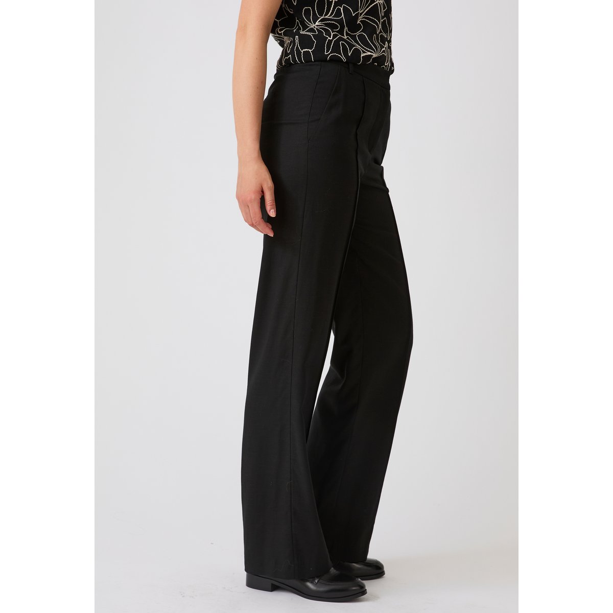 Pantalon large mélange lin noir, DAMART