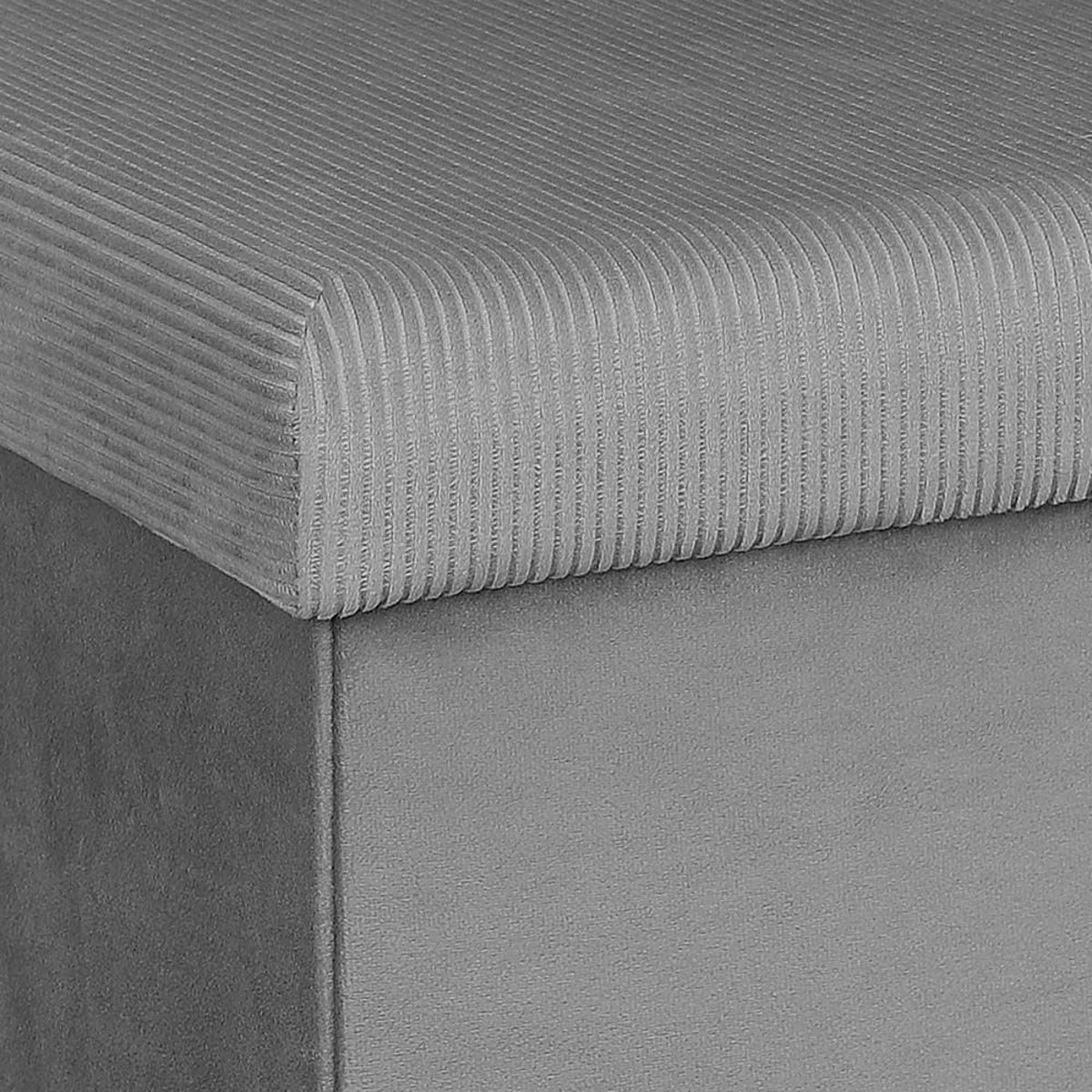 Pouf coffre de rangement pliable en velours côtelé GIULIA gris, THE HOME DECO FACTORY