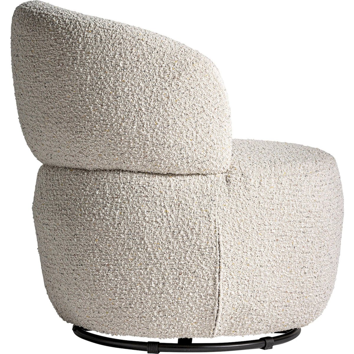 Fauteuil rotatif en coton bouclé et bois blanc bouclé et bois noir, RECOLLECTION