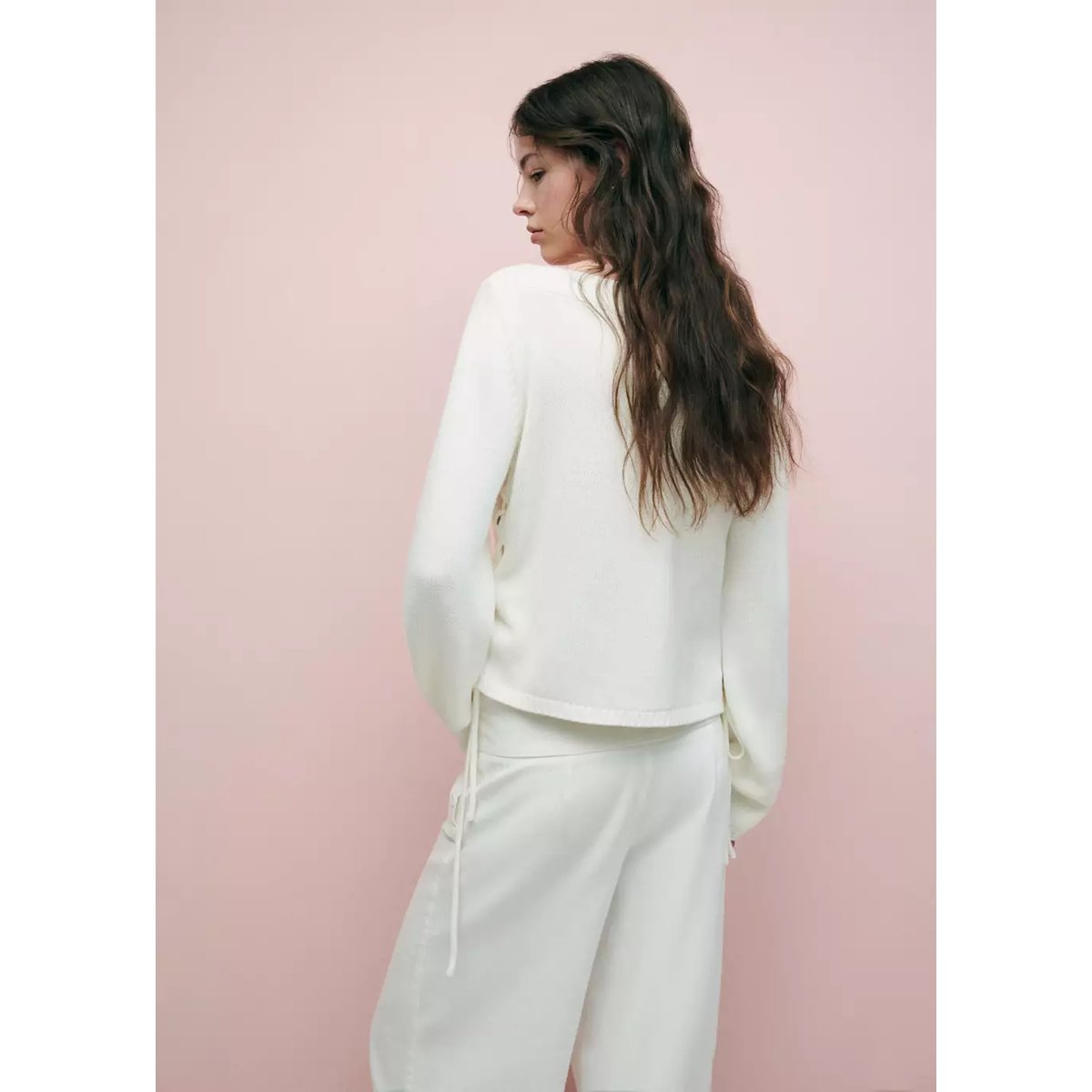 Pull maille ouvertures nœuds blanc cassé, MANGO TEEN