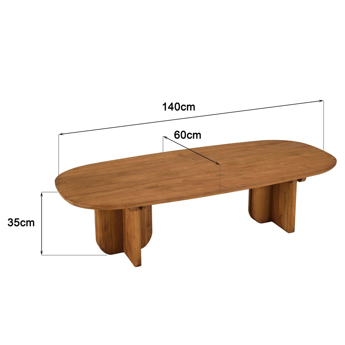 Table basse 140x60cm en bois de teck recyclé SWING bois naturel, PIER IMPORT