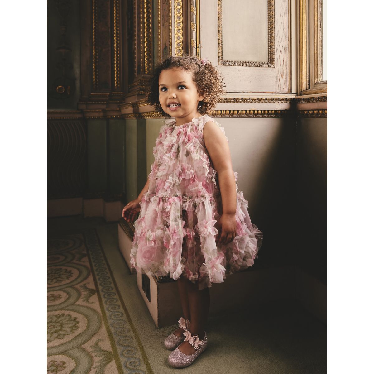 Robe en tulle sans manches à fleurs rose, NEXT