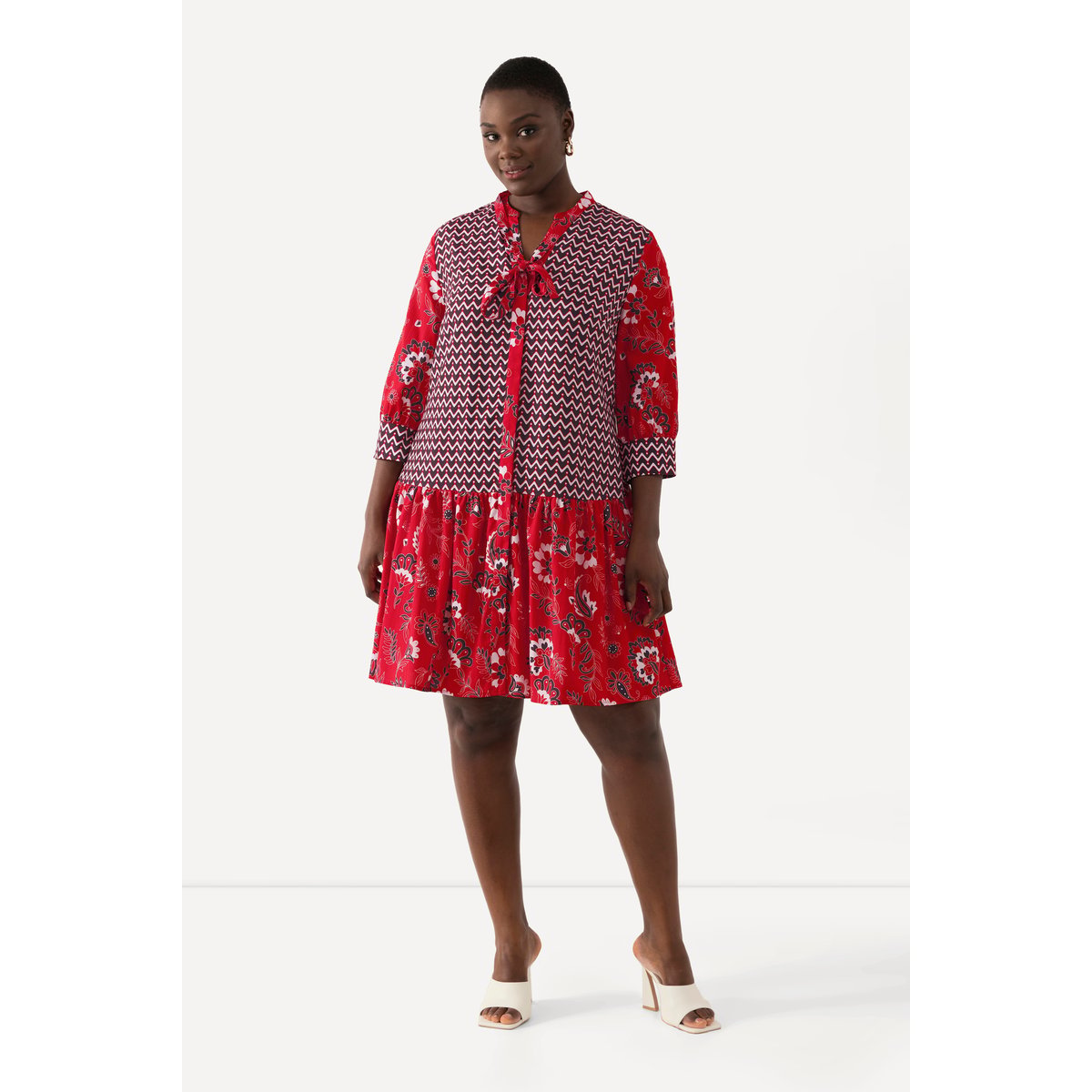 Blouse en lyocell, ruban à nouer, nœud salsa, ULLA POPKEN