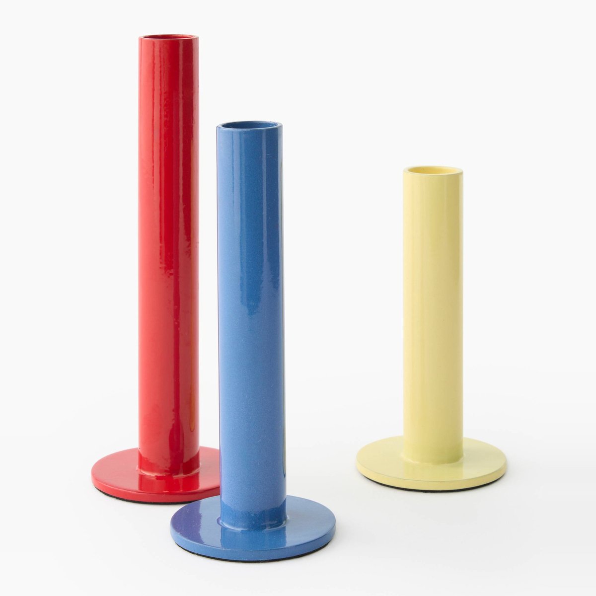 Bougeoir tube, en acier rouge, MONOPRIX
