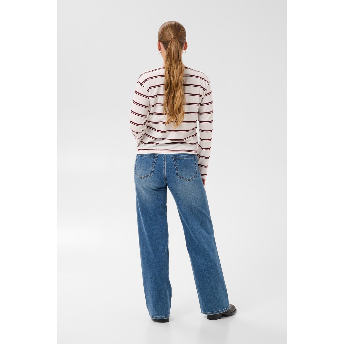 T-shirt à manches longues blanc rouge chalk/port stripe, KAFFE
