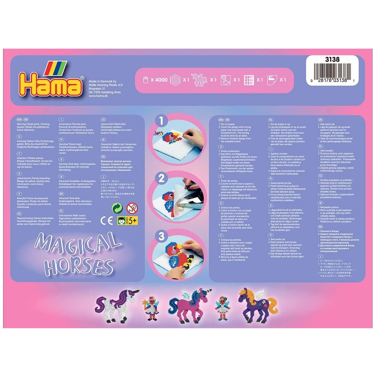 Coffret perles Chevaux magiques rose, HAMA
