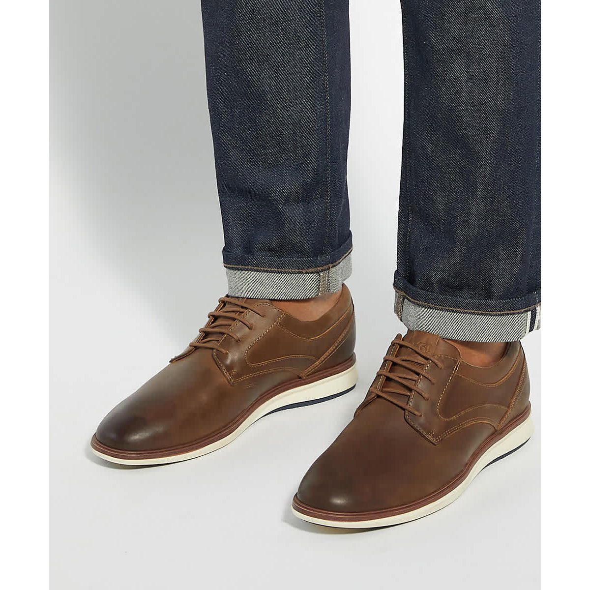 Baskets à lacets en cuir coupe large - BRYDON Wide Fit brown-leather, DUNE LONDON