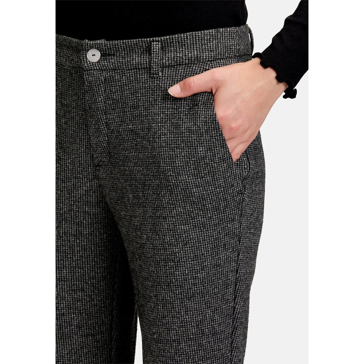 Pantalon en toile à plis repassés noir/gris, CARTOON
