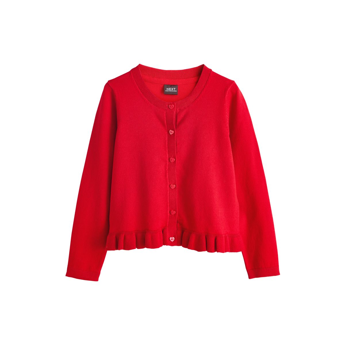 Cardigan d’école à basque en coton rouge, NEXT
