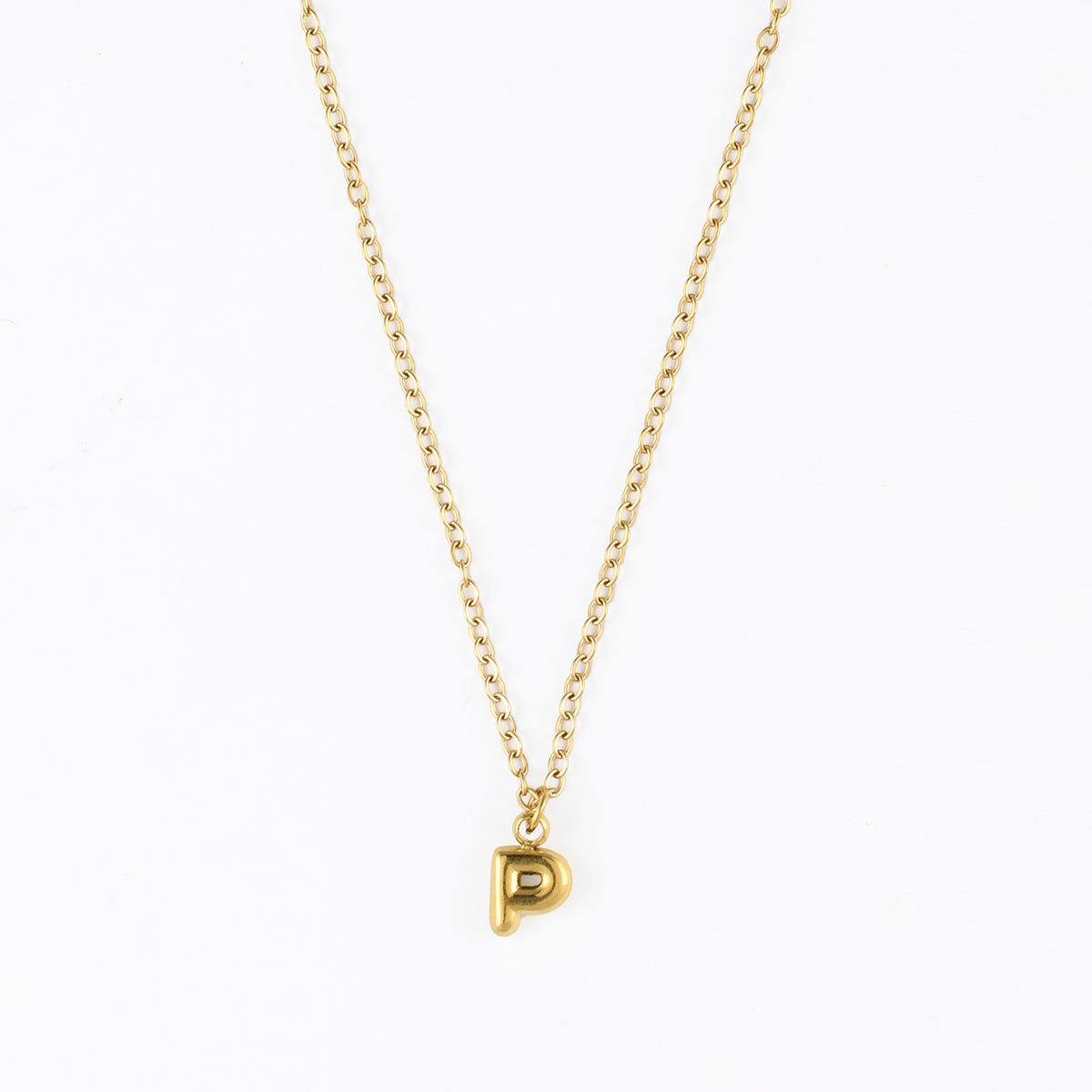 Collier à pendentif lettre P acier inoxydable doré, BALABOOSTE