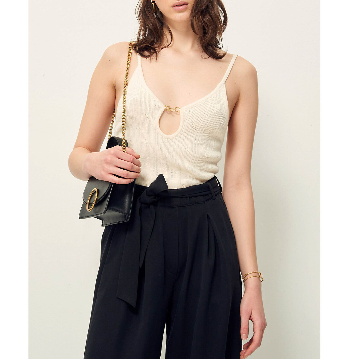 Pantaloni larghi con cintura RIM nero , SESSUN