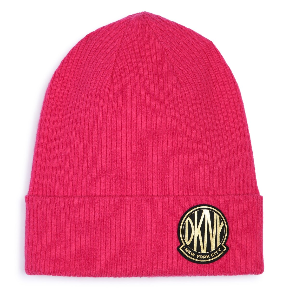 Casquette tricotée avec poignet rose peps, DKNY
