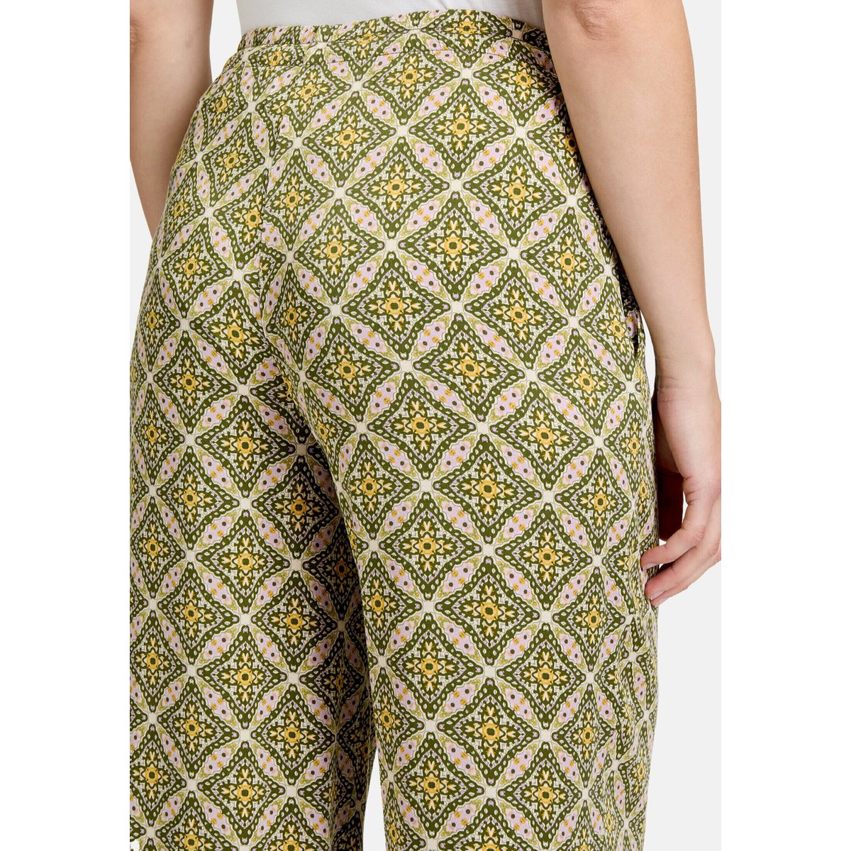 Pantalon palazzo à élastique vert/violet, CARTOON