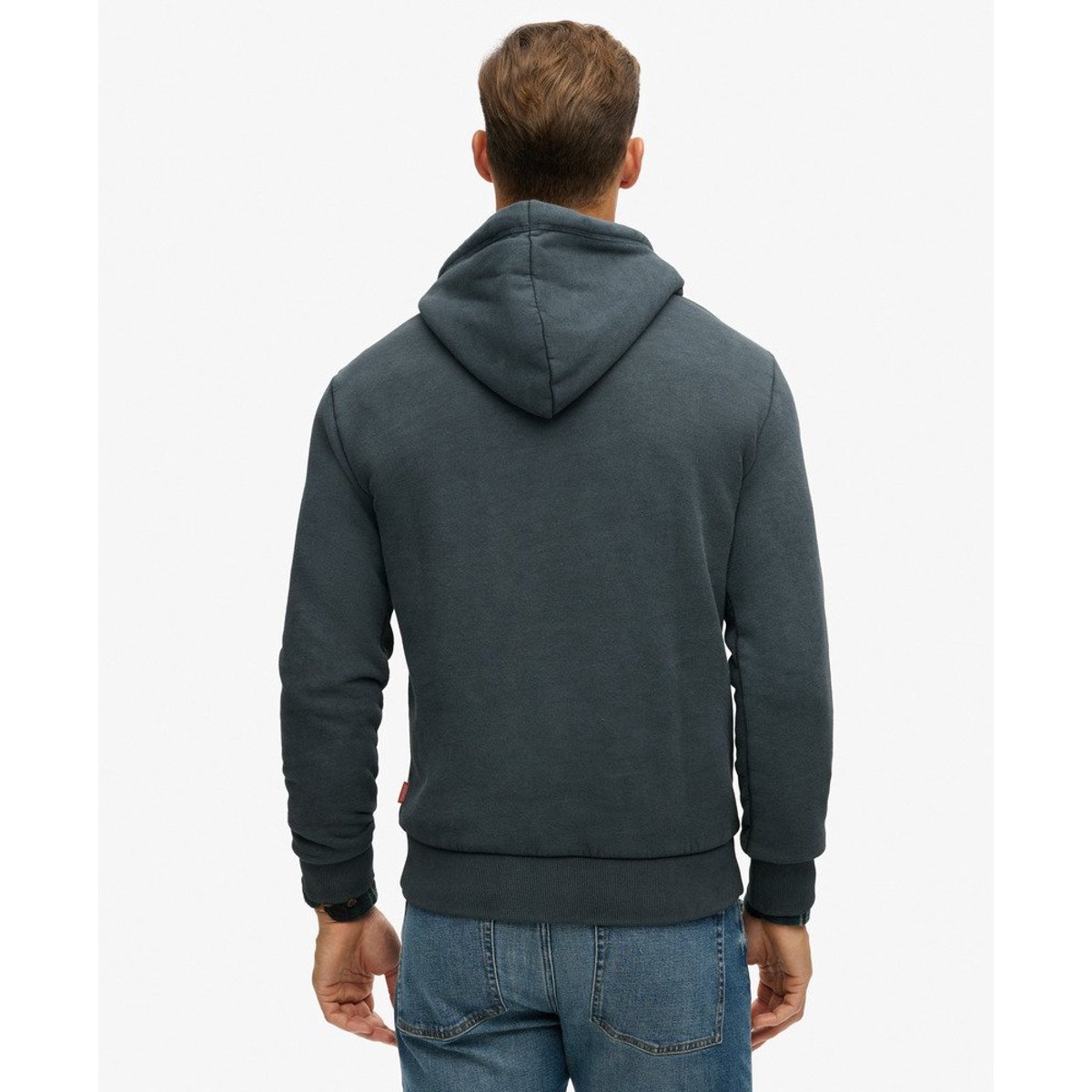Sweat à capuche Duo Vintage Logo noir de jais, SUPERDRY