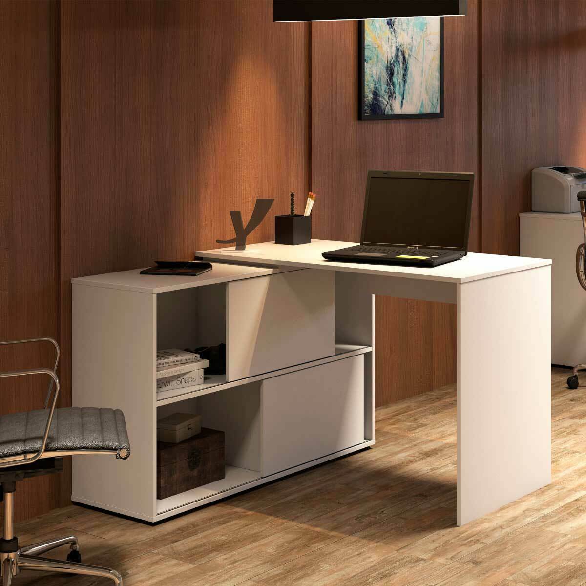 Bureau d'angle ANGUS blanc, AKITEN RETAIL