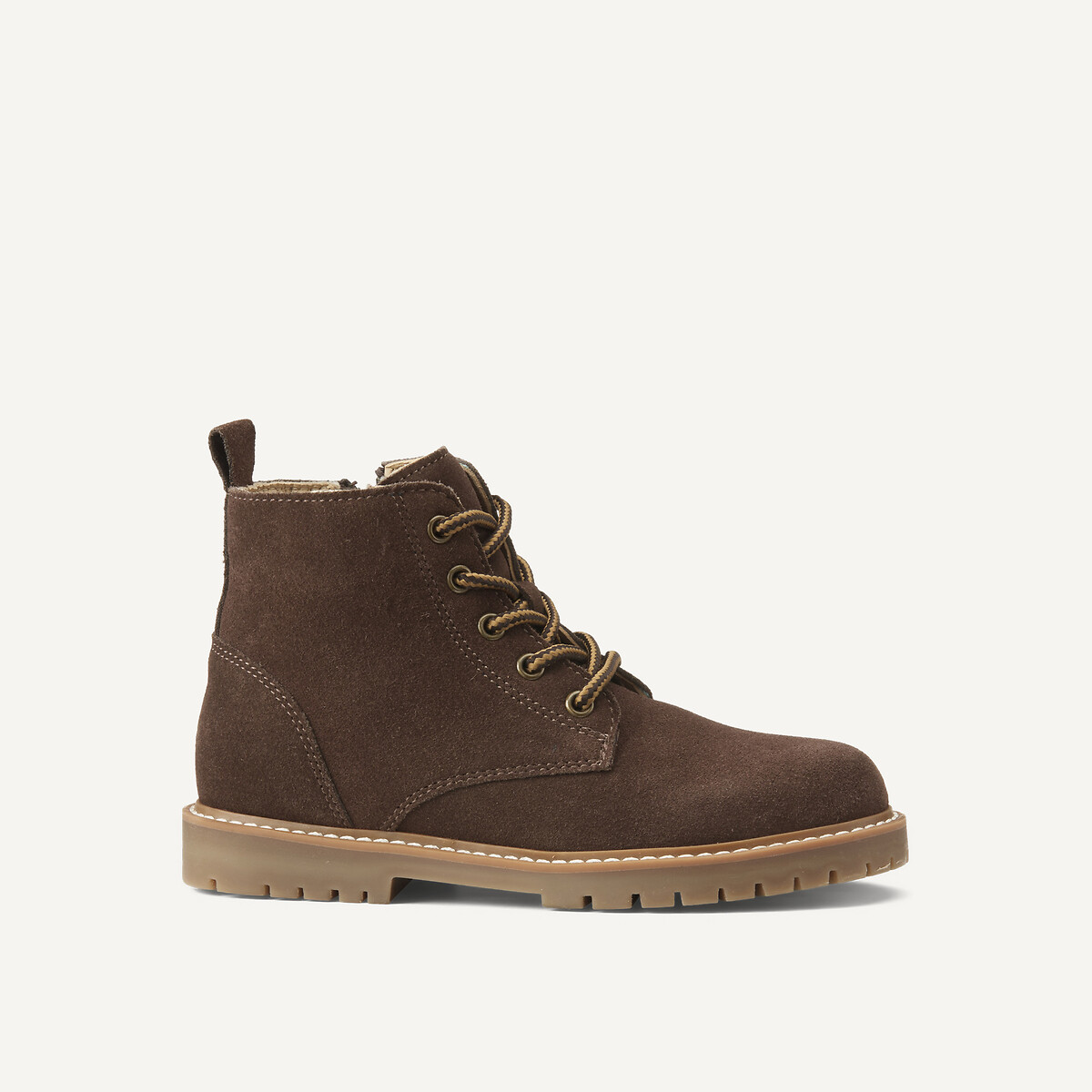 Bottines à lacets en cuir marron, LA REDOUTE COLLECTIONS