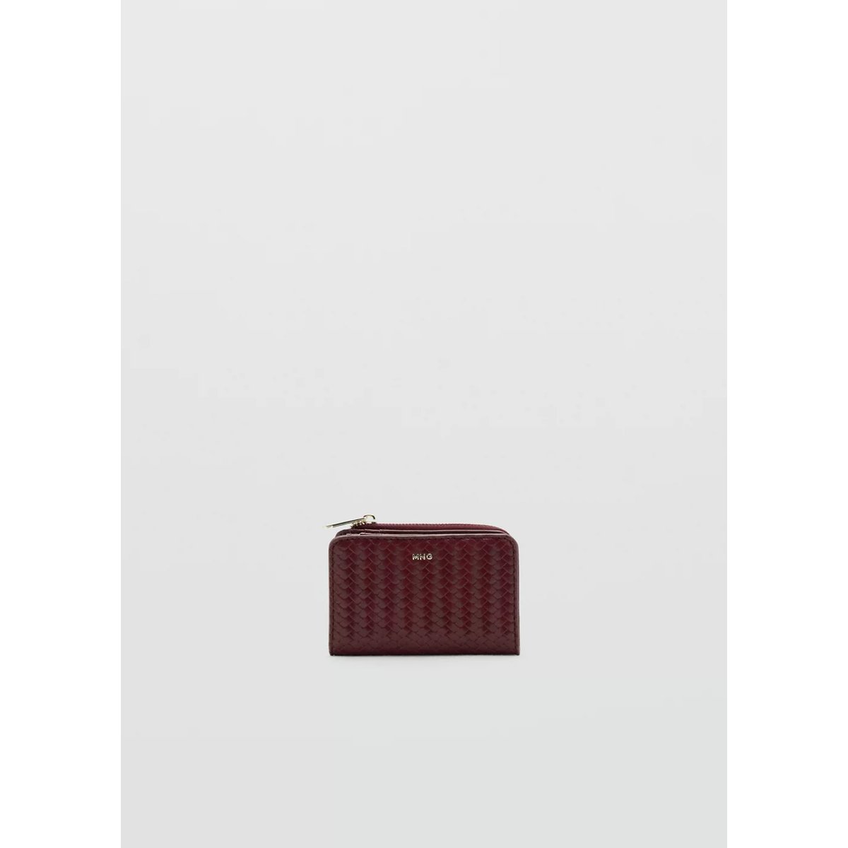 Petit portefeuille tressé bordeaux, MANGO