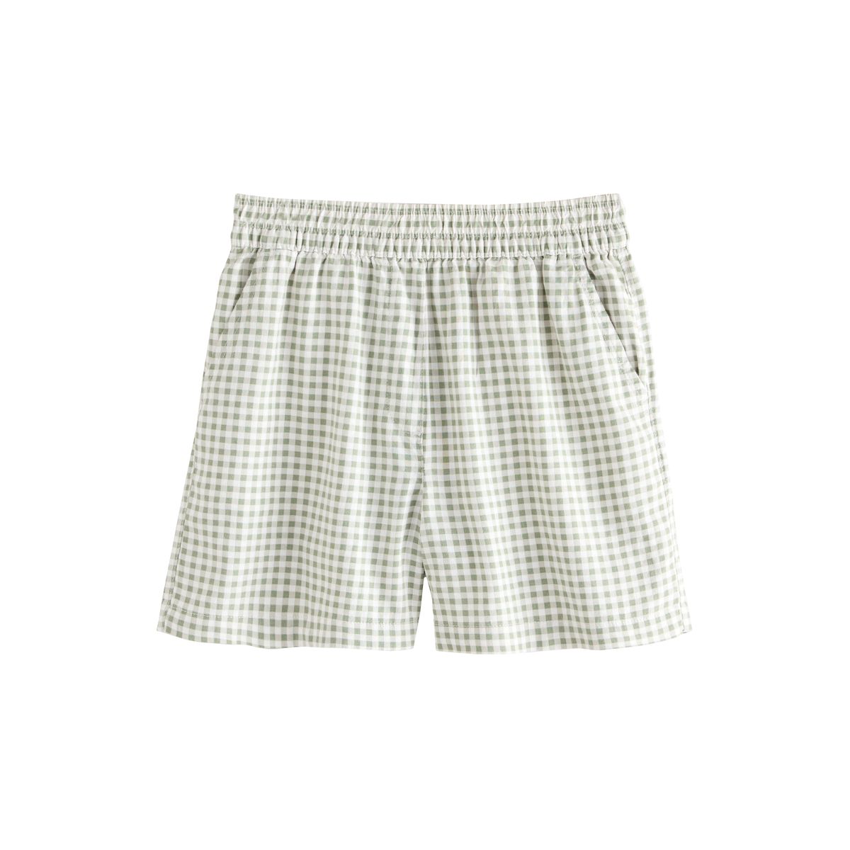 Short en lin mélangé stretch, lot de 2 noir/vert vichy, NEXT