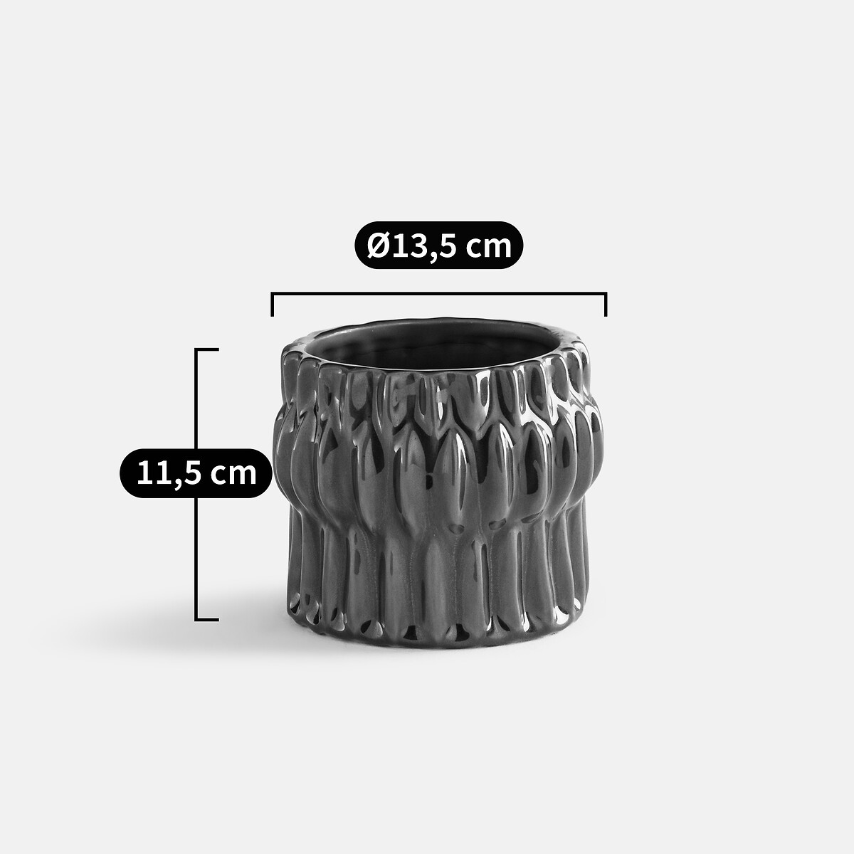 Übertopf aus Reliefkeramik, Durchmesser 13,5 cm, KYRIA grün, LA REDOUTE INTERIEURS