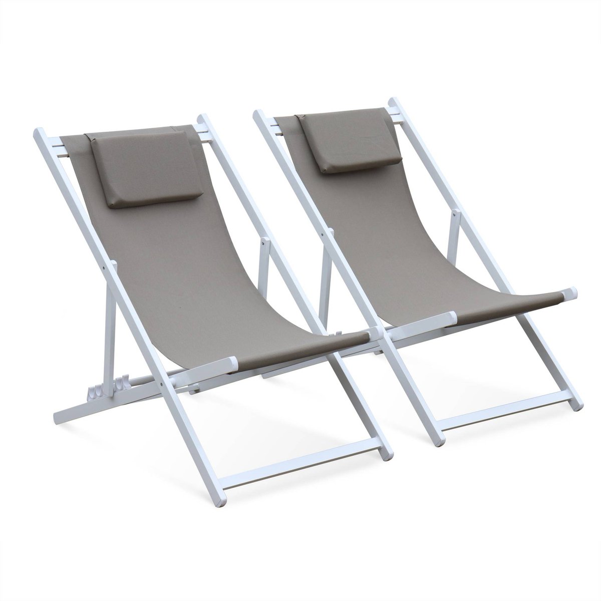 Bain de soleil aluminium multi positions (lot de 2) GAIA taupe, SWEEEK