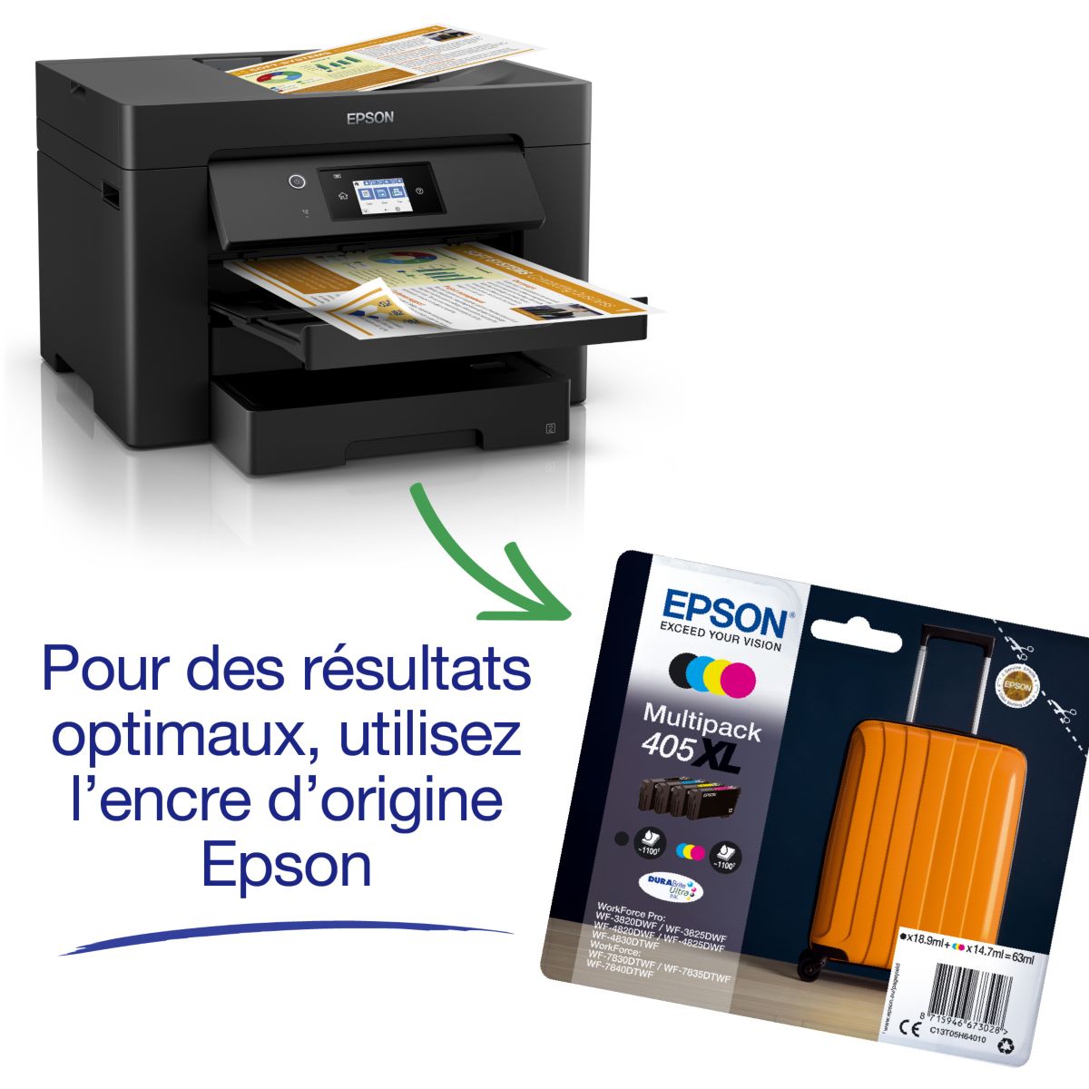 Imprimante jet d'encre WorkFoce WF-7830DTW couleur unique, EPSON