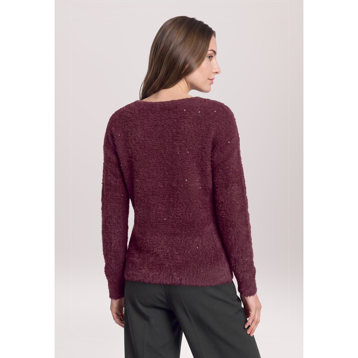Pull-over en maille à encolure en v maroon banner, BETTY BARCLAY