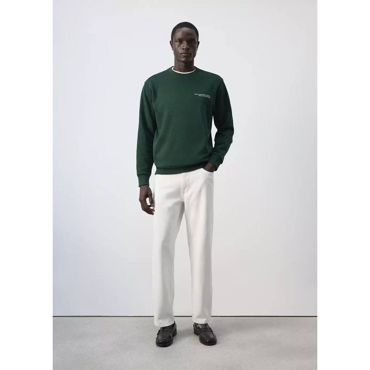 Sweat en coton 100 % imprimé vert billard, MANGO MAN