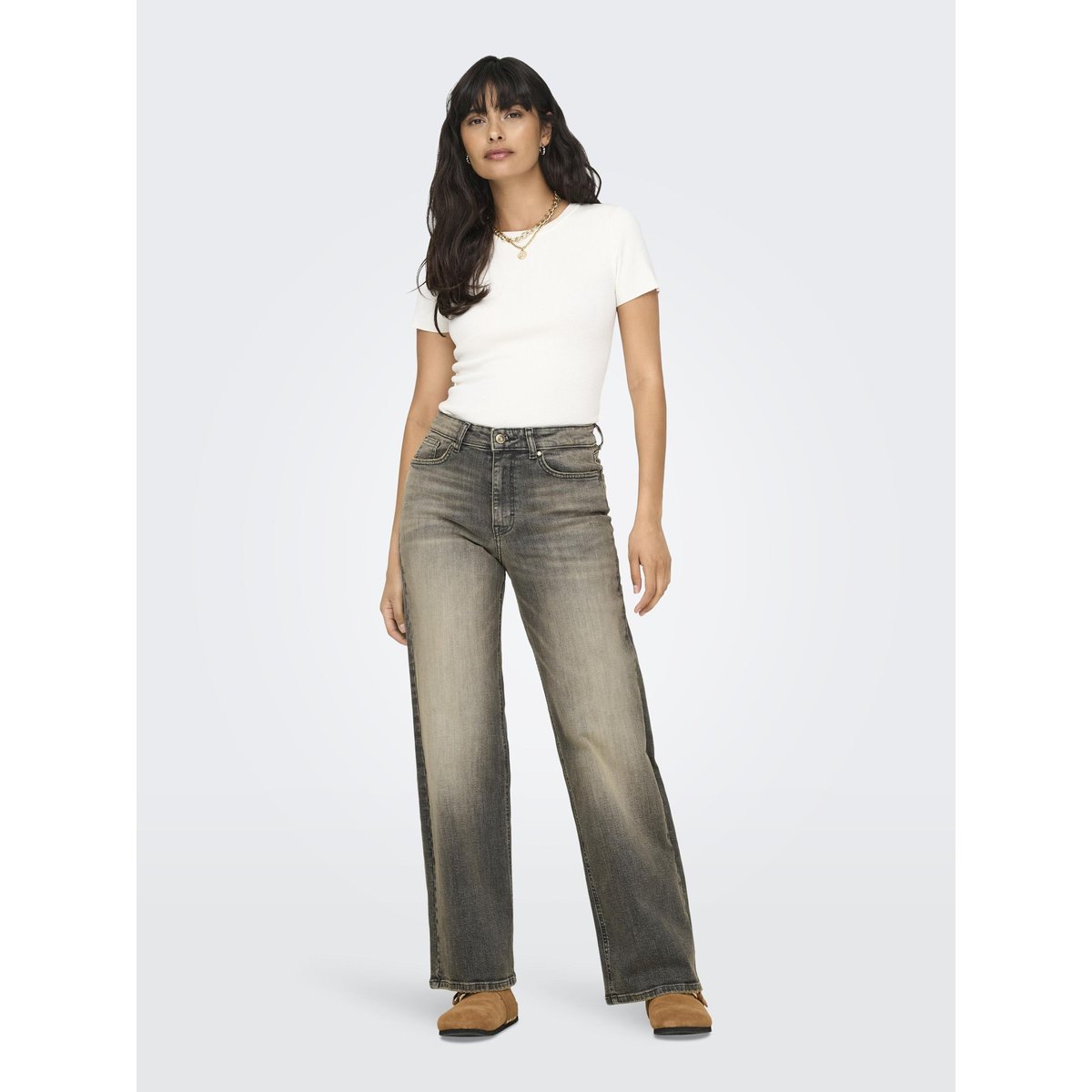 Jean À Jambe Large grey denim, ONLY